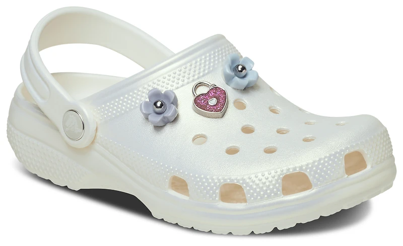 Crocs Girls Classic Iridescent Charm Clogs