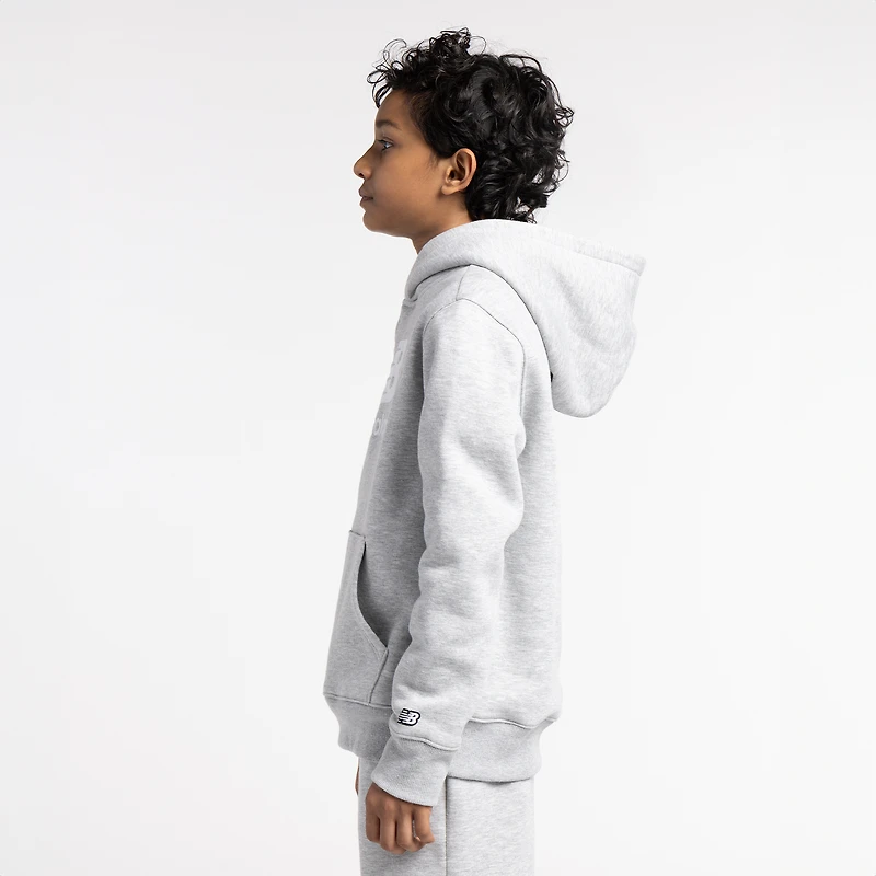 New Balance Boys Classic Fleece Hoodie - Boys' Grade School Grey Heather/White