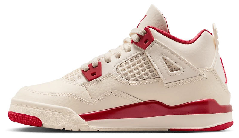 Jordan Girls Retro 4 - Girls' Preschool Basketball Shoes Pale Ivory/Red