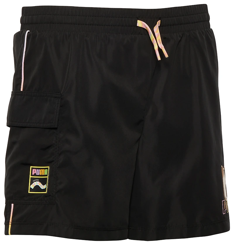 PUMA Girls x Squishmallows Woven Cargo Shorts - Girls' Grade School Gold/Black