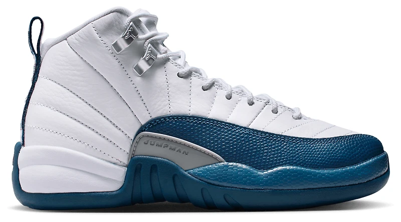 Jordan Boys Jordan Retro 12 - Boys' Grade School Basketball Shoes White/French Blue/Metallic Silver Size 04.0