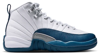 Jordan Boys Jordan Retro 12 - Boys' Grade School Basketball Shoes White/French Blue/Metallic Silver Size 04.0