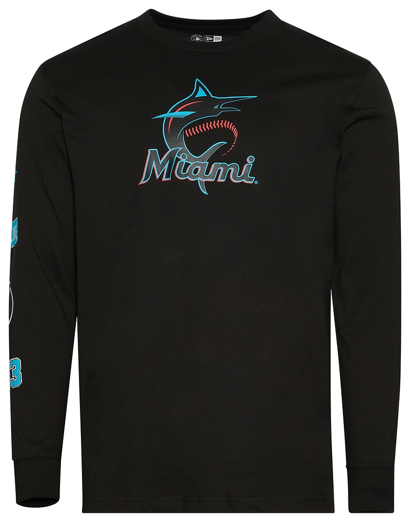 New Era Miami Marlins Custom L/S T-Shirt - Men's