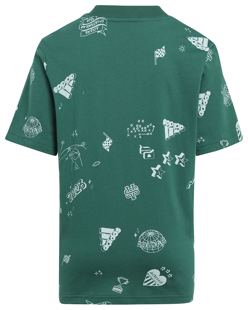 adidas Brand Love Q3 All Over Print T-Shirt  - Boys' Grade School
