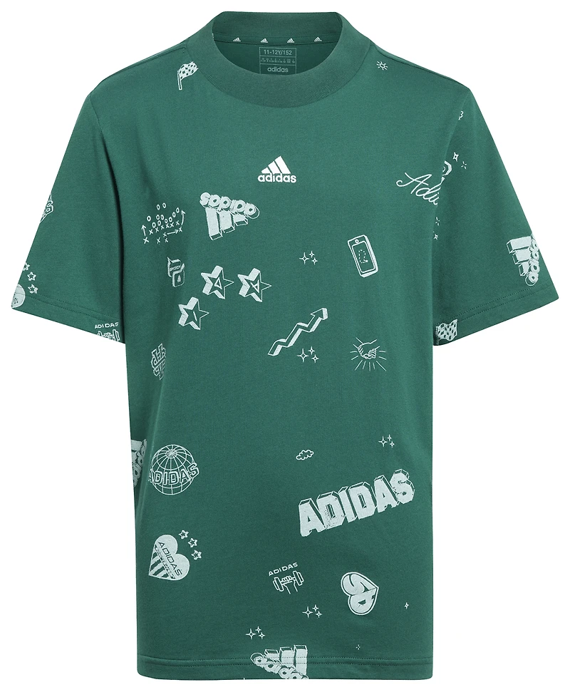 adidas Brand Love Q3 All Over Print T-Shirt  - Boys' Grade School