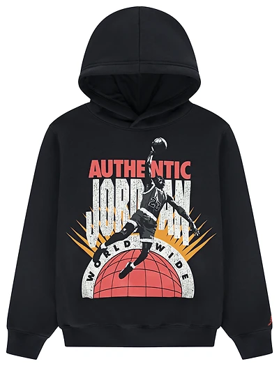 Jordan Boys Authentic Pull Over Hoodie - Boys' Grade School Gray/Black