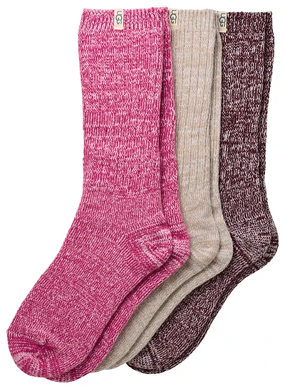 UGG Rib Knit Slouchy Crew Socks 3 Pack - Women's