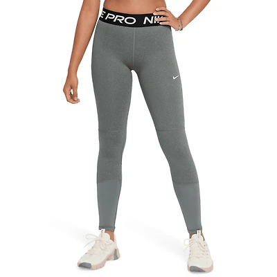 Nike Girls Pro Tights - Girls' Grade School Carbon Heather/White