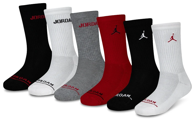 Jordan Boys Jordan Legend Crew 6-Pack Socks - Boys' Grade School Black/Red/White Size M