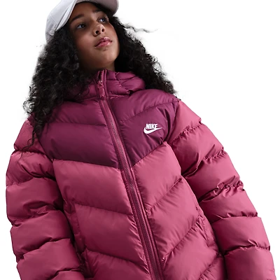 Nike Boys ADP Colorblock Puffer Jacket - Boys' Grade School Maroon/White