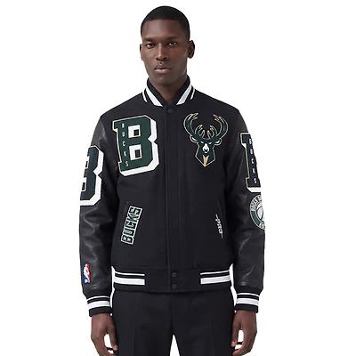 Pro Standard Milwaukee Bucks Mash Up Rib Wool Varsity Jacket - Men's