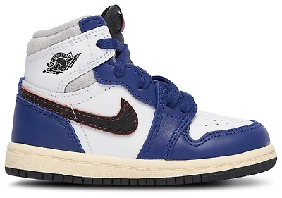 Jordan Boys Retro 1 High OG - Boys' Toddler Basketball Shoes White/Neutral Grey/Deep Royal Blue