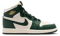 Jordan Girls Retro 1 High OG - Girls' Preschool Shoes Pale Ivory/Pro Green/Fir