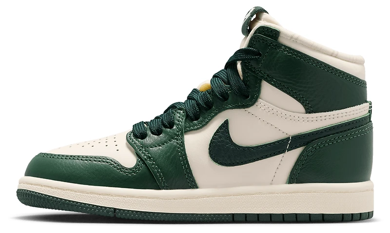 Jordan Girls Retro 1 High OG - Girls' Preschool Shoes Pale Ivory/Pro Green/Fir