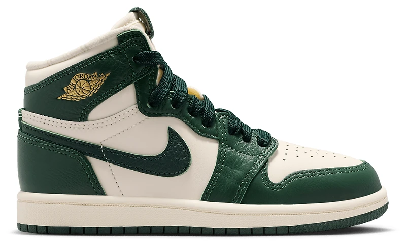 Jordan Girls Retro 1 High OG - Girls' Preschool Shoes Pale Ivory/Pro Green/Fir