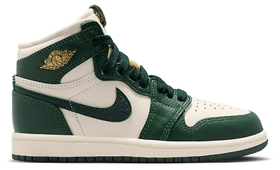 Jordan Girls Retro 1 High OG - Girls' Preschool Shoes Pale Ivory/Pro Green/Fir