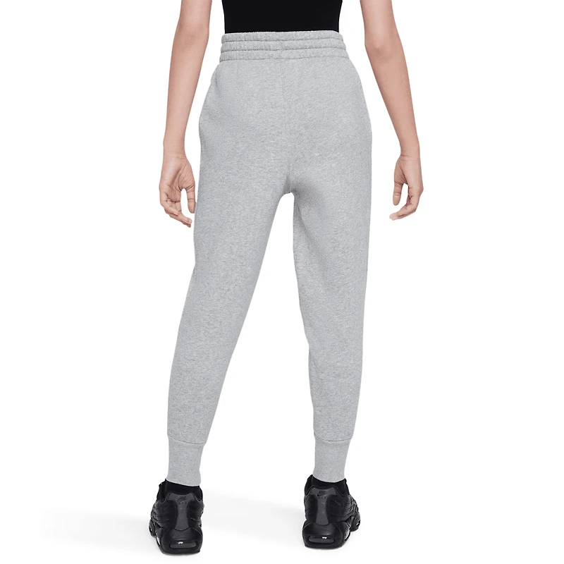 Nike Girls NSW Club Fleece High Rise Pant LBR - Girls' Grade School Dk Grey Heather/Base Grey/White