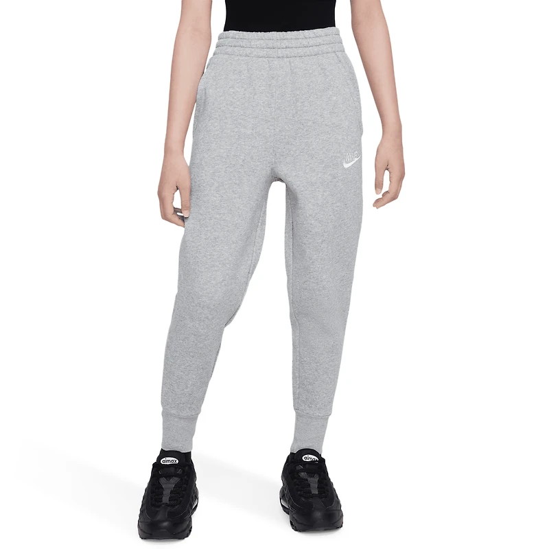 Nike Girls NSW Club Fleece High Rise Pant LBR - Girls' Grade School Dk Grey Heather/Base Grey/White