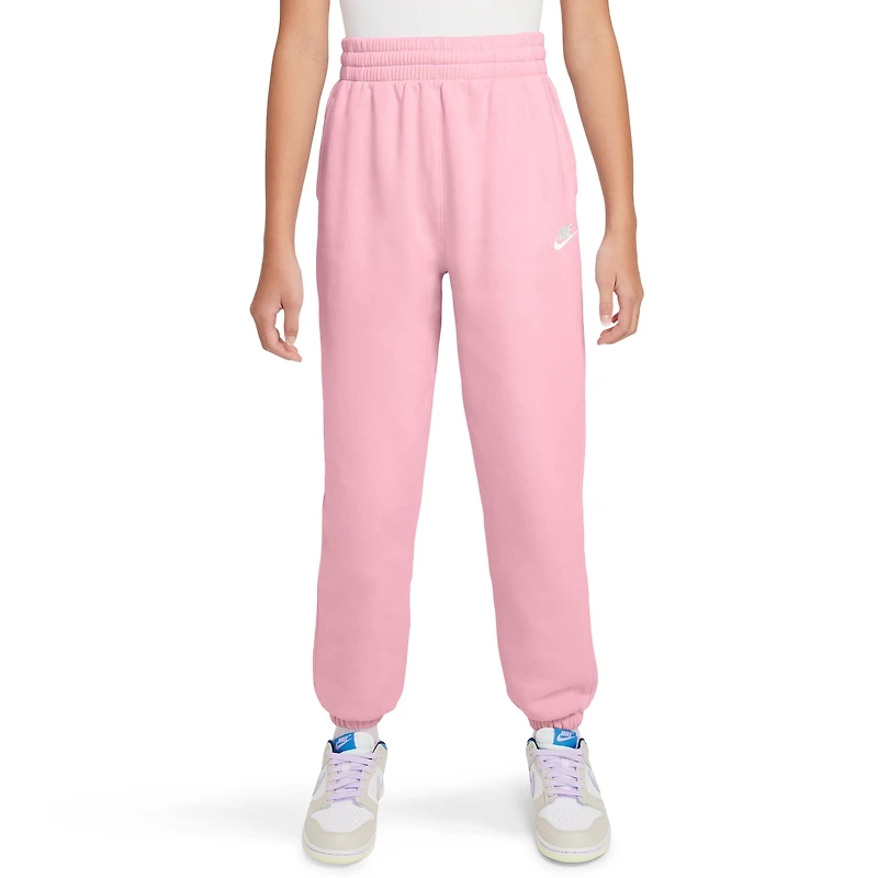 Nike Girls NSW Club LBR Oversized Fleece Pants - Girls' Grade School Soft Pink/Soft Pink