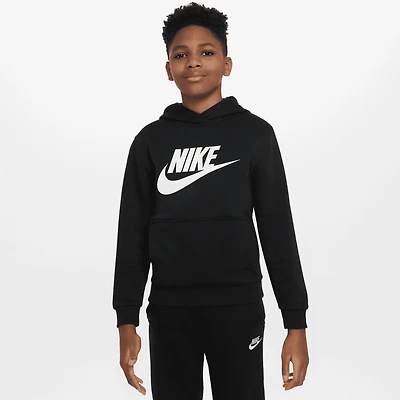 Nike Boys NSW Club HBR Fleece Hoodie - Boys' Grade School Black/White