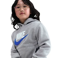 Nike Boys NSW Club HBR Fleece Hoodie - Boys' Grade School Dark Grey Heather/Game Royal