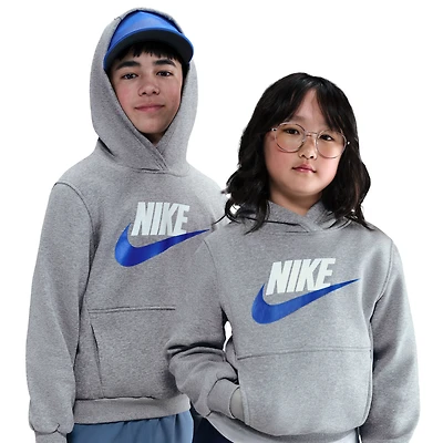 Nike Boys NSW Club HBR Fleece Hoodie - Boys' Grade School Dark Grey Heather/Game Royal