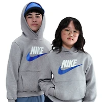 Nike Boys NSW Club HBR Fleece Hoodie - Boys' Grade School Dark Grey Heather/Game Royal