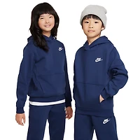 Nike Boys Club Fleece Hoodie LBR - Boys' Grade School Midnight Navy/White