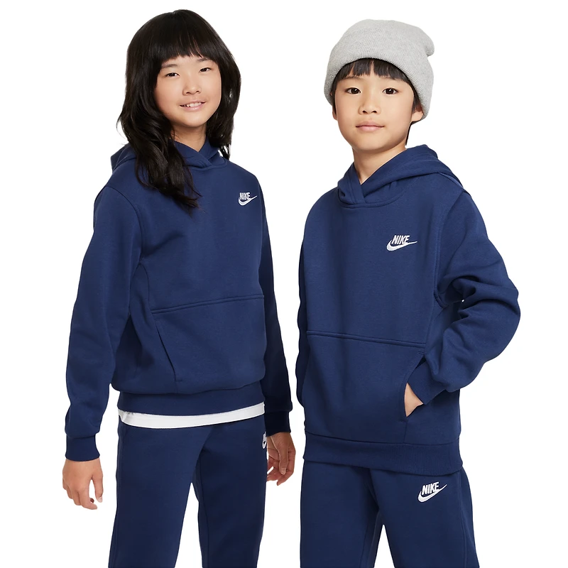 Nike Boys Club Fleece Hoodie LBR - Boys' Grade School Midnight Navy/White