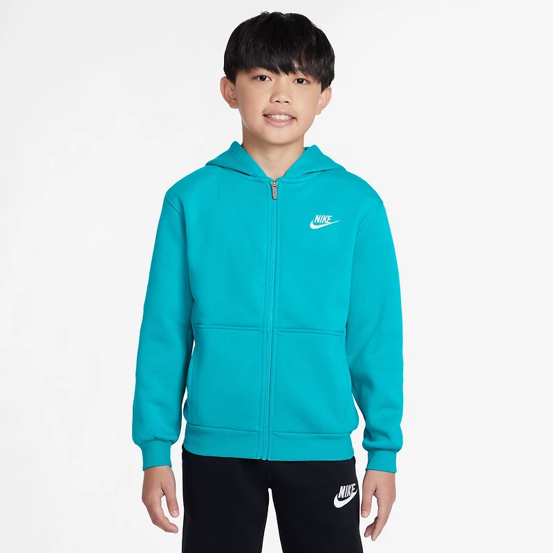 Nike Boys NSW Club Fleece Full-Zip LBR Hoodie - Boys' Grade School Dusty Cactus/White