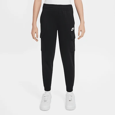 Nike Boys NSW Club Fleece LBR Cargo Pants - Boys' Grade School Black/White