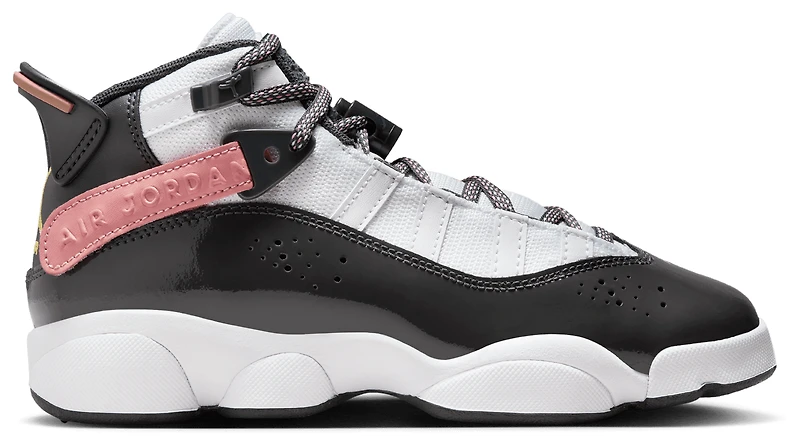 Jordan Girls 6 Rings - Girls' Grade School Shoes White/Anthracite/Red Stardust