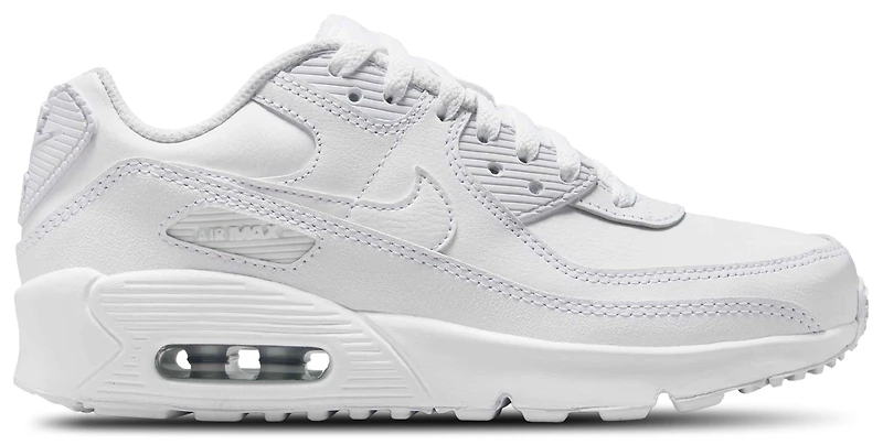 Nike Boys Air Max 90 - Boys' Grade School Shoes White/White/Metallic Silver