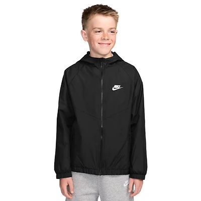Nike Boys Windrunner Hooded Jacket - Boys' Grade School Black/White