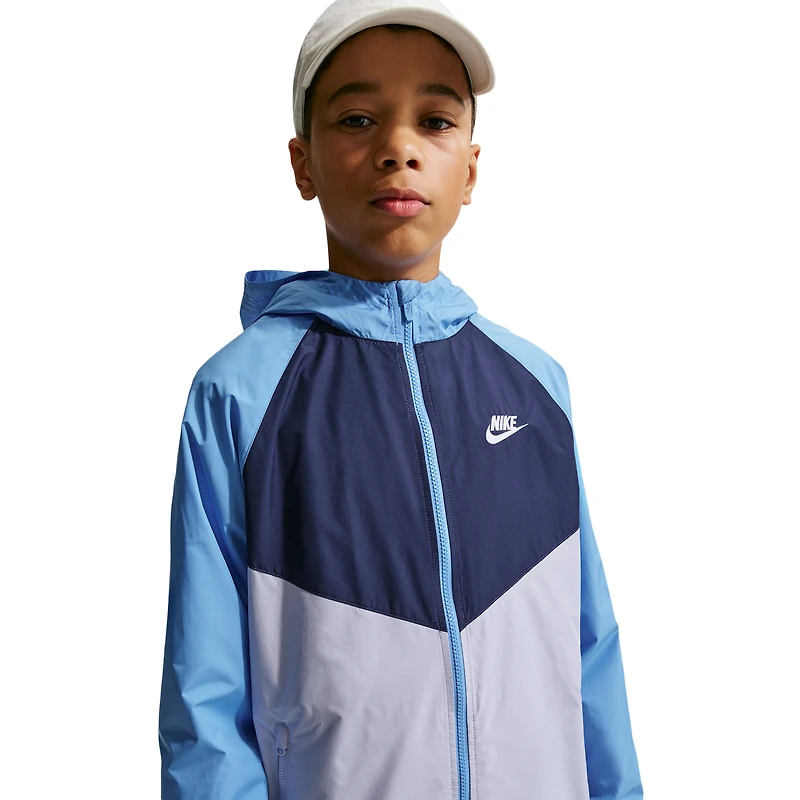 Nike Boys Nike Windrunner Hooded Jacket - Boys' Grade School Midnight Navy/University Blue/Ghost Size M
