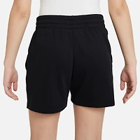 Nike Girls NSW Club FT 5" Shorts - Girls' Grade School Black/Black