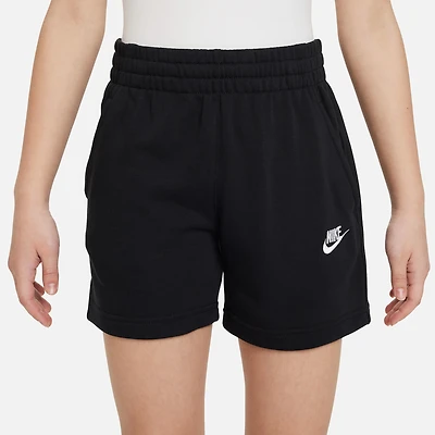 Nike Girls NSW Club FT 5" Shorts - Girls' Grade School Black/Black