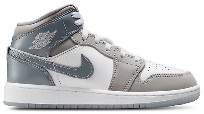 Jordan Boys AJ 1 Mid SE - Boys' Grade School Basketball Shoes White/Cool Grey/Medium Grey