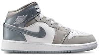 Jordan Boys AJ 1 Mid SE - Boys' Grade School Basketball Shoes White/Cool Grey/Medium Grey
