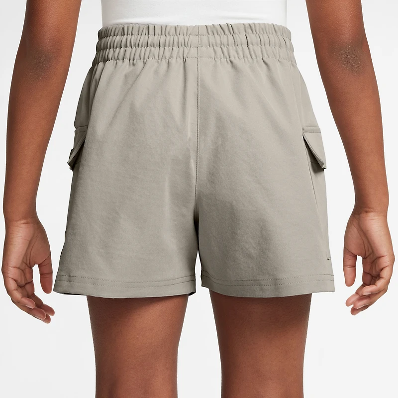 Nike Girls Nike NSW Woven Cargo Shorts - Girls' Grade School Grey/White Size M