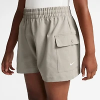 Nike Girls Nike NSW Woven Cargo Shorts - Girls' Grade School Grey/White Size M