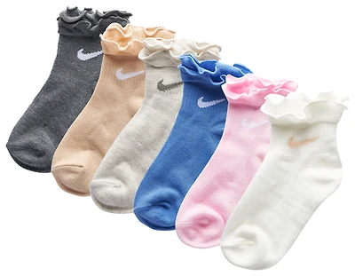 Nike Ruffle Welt Ankle 6 Pack - Girls' Preschool
