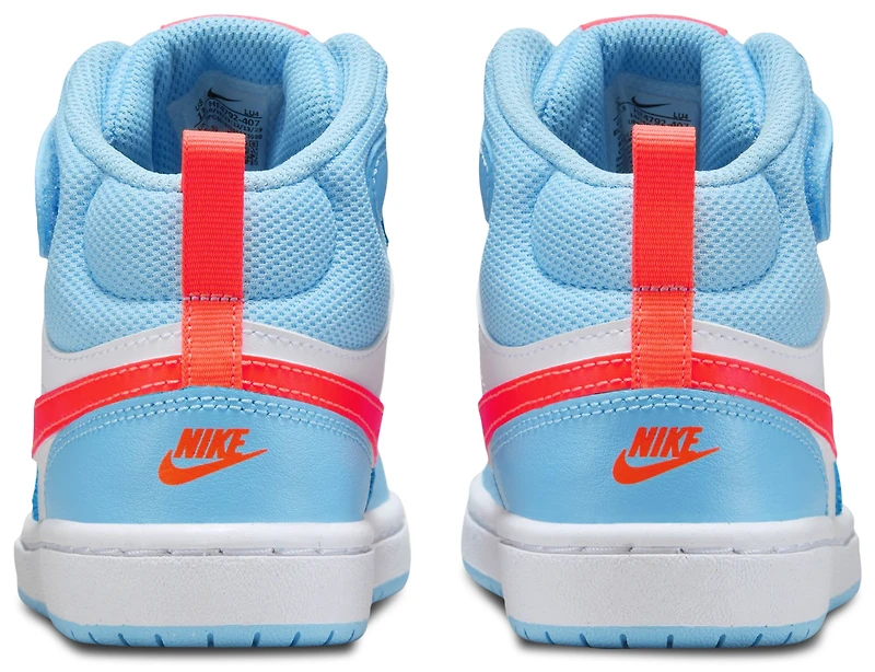 Nike Boys Court Borough Mid 2 - Boys' Preschool Basketball Shoes Aquarius Blue/White/Orange