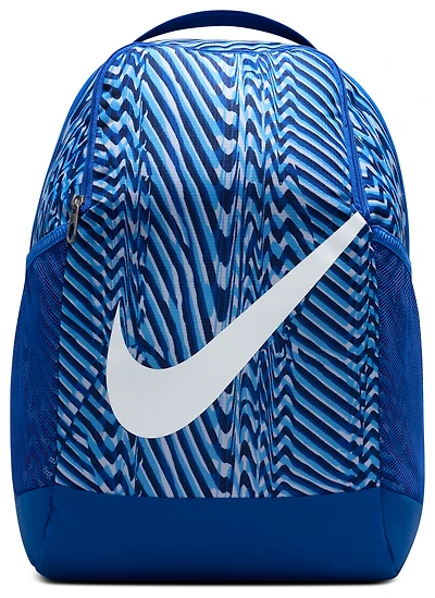 Nike Kids Nike Brasilia AOP Backpack - Youth White/Game Royal/Midnight Navy Size One Size