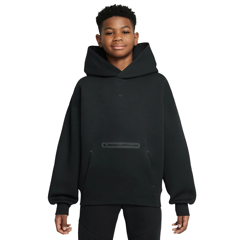 Nike Boys NSW Tech Fleece Oversized Pullover Hoodie - Boys' Grade School Black/Black