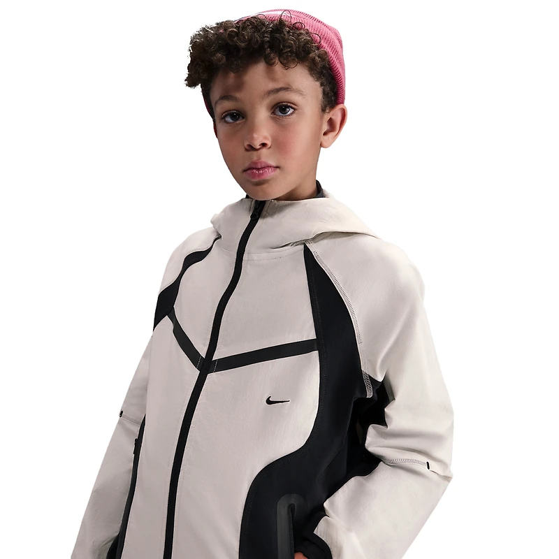 Nike Boys Tech Woven Full-Zip Jacket - Boys' Grade School Light Bone/Black