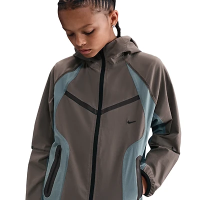 Nike Boys Nike NSW Tech Woven Full-Zip Jacket PD - Boys' Grade School Cave Stone/Cool Grey/Black Size L