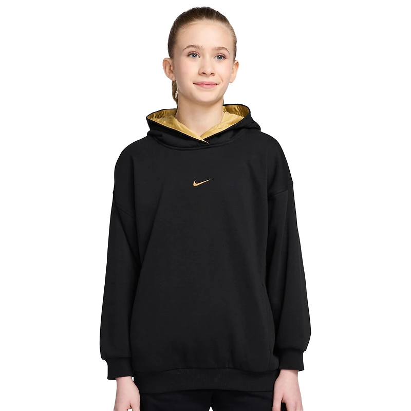 Nike NSW Shine Satin OS Club Fleece Hoodie - Girls' Grade School