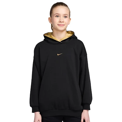 Nike Girls NSW Shine Satin OS Club Fleece Hoodie