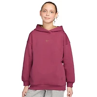 Nike Girls NSW Shine Satin OS Club Fleece Hoodie - Girls' Grade School Pink/Gold